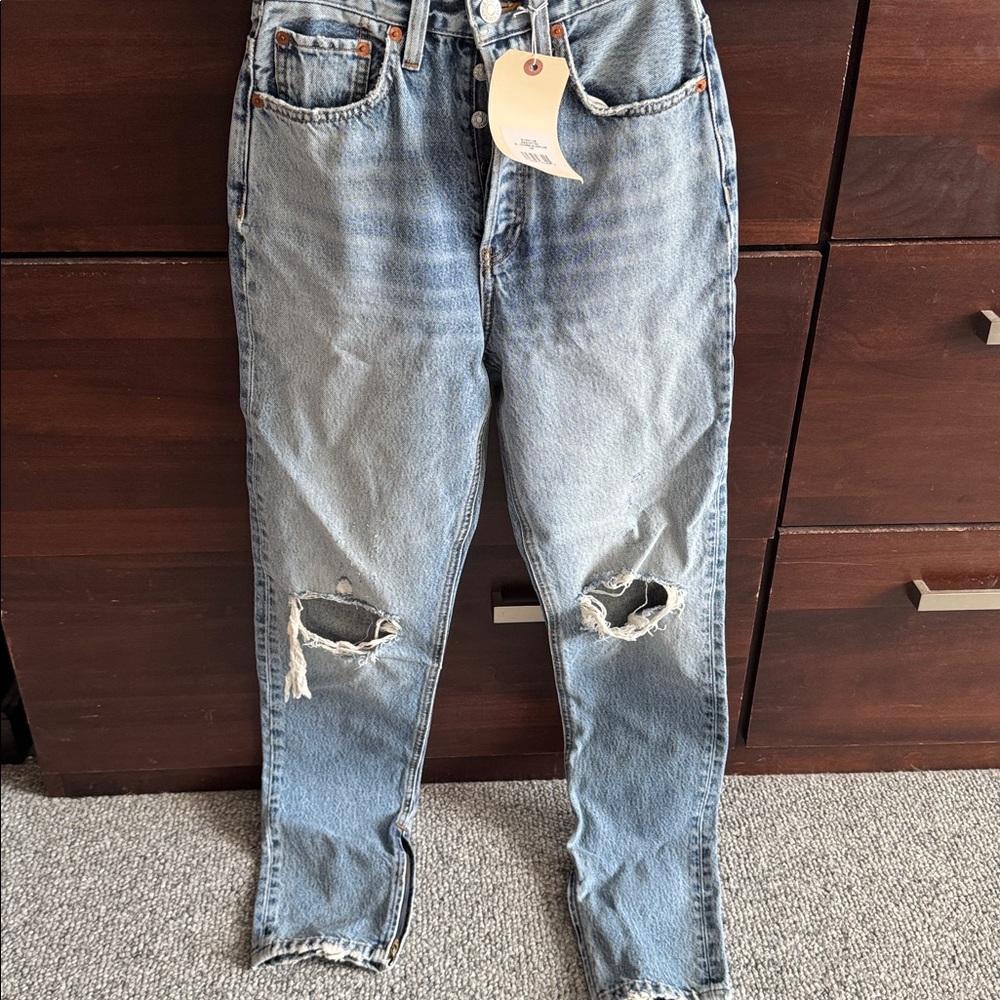 NEW! RE/DONE Super High Drainpipe Size 25 Destroy Wrecking Blue $325 msrp G20-14